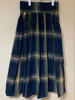 Beams Navy & Green Plaid Skirt